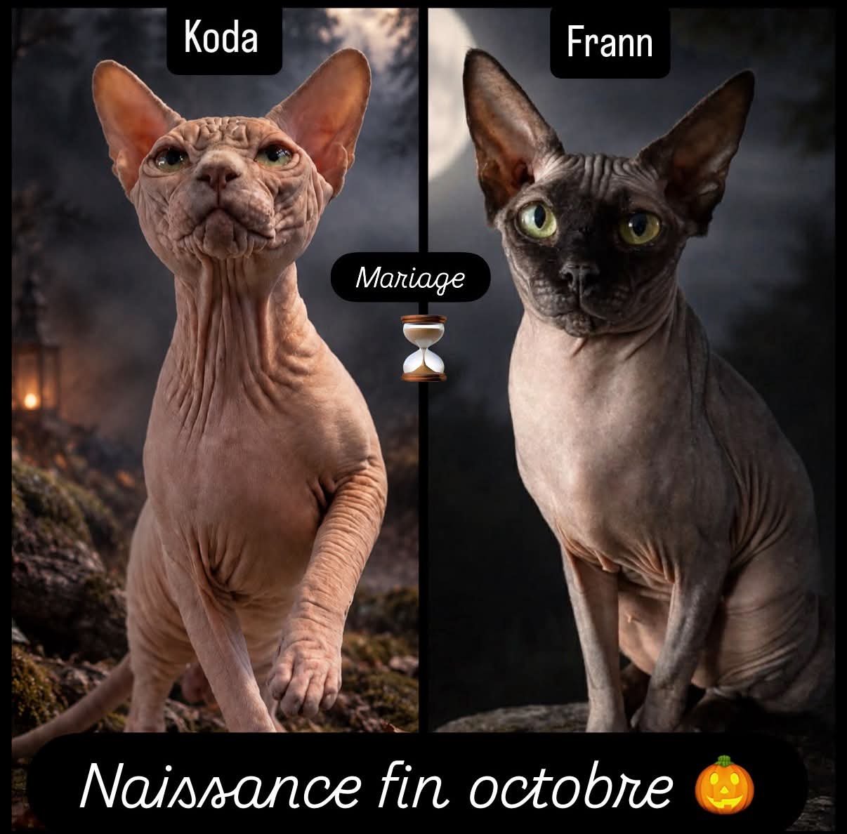 Annonce de l'élevage : mariage de Koda et Frann, naissance prévue fin octobre